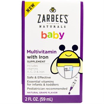 Zarbee's, Нэчуралс, мультивитамин для малышей с железом, натуральный виноградный вкус, 2 жидк. унц. (59 мл) - фото 11077