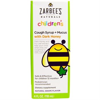 Zarbee's, Naturals, детский сироп от кашля + от слизи, натуральный виноградный ароматизатор (118 мл) - фото 12082