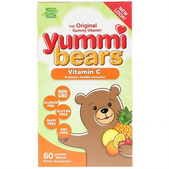 Hero Nutritional Products, Yummi Bears, витамин C, фруктовые мармеладки, 60 шт. - фото 13594