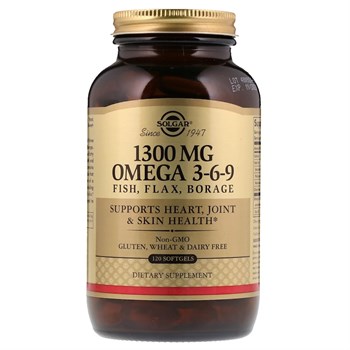Solgar, Омега 3-6-9, 1300 мг, 120 мягких таблеток - фото 13623