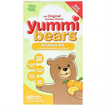 Hero Nutritional Products, Yummi Bears, витамин D3, только натуральные фруктовые ароматизаторы, 600 МЕ, 60 шт. - фото 13795
