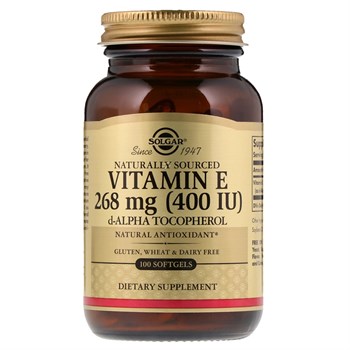 Solgar, Натуральный витамин Е, 400 МЕ, 100 мягких таблеток - фото 14853