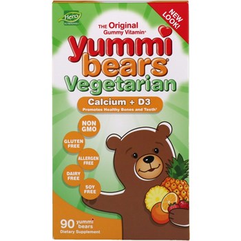 Hero Nutritional Products, Yummi Bears, кальций + витамин D3, вкус натуральных фруктов, 90 шт. - фото 14898