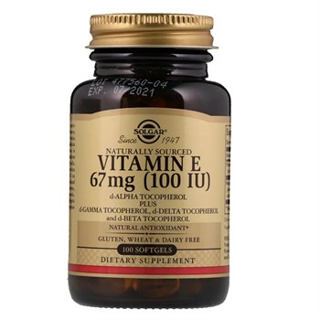Solgar, Натуральный витамин Е, 67 мг (100 МЕ), 100 гелевых капсул - фото 15379
