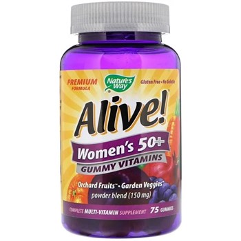 Nature's Way, Alive! Жевательные витамины для женщин старше 50 лет, фруктовые вкусы, 75 жевательных конфет - фото 16030