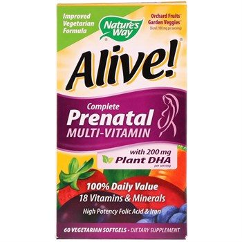 Nature's Way, Alive! Полноценный мультивитаминный комплекс для беременных, 60 вегетарианских мягких таблеток - фото 16934