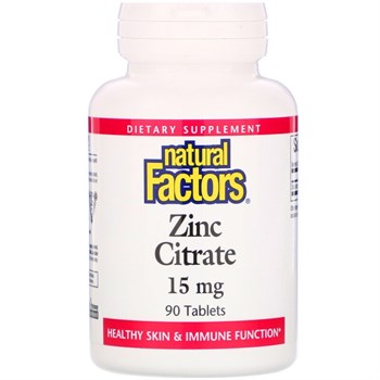 Natural Factors, Цитрат цинка, 15 мг, 90 таблеток - фото 17141