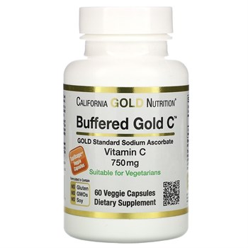 California Gold Nutrition, буферизованный витамин C в капсулах, 750 мг, 60 растительных капсул - фото 17195
