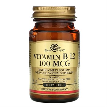 Solgar, Витамин B12, 100 мкг, 100 таблеток - фото 17942