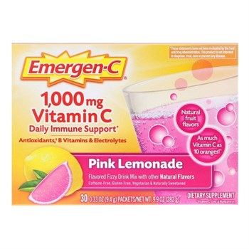 Emergen-C, 1,000 мг витамина C для ежедневного поддержания иммунитета, «розовый лимонад», 30 пакетиков по 0,33 унции (9,4 г) - фото 18341