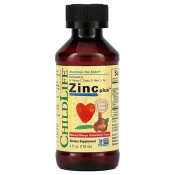 ChildLife, Essentials, Zinc Plus, цинк, натуральный вкус манго и клубники, 118 мл (4 жидк. унции) - фото 18553