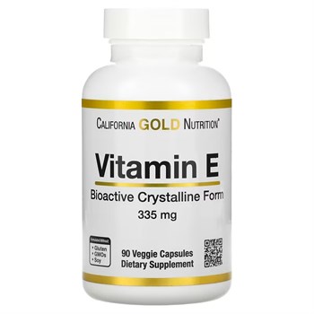 California Gold Nutrition, Биоактивный витамин Е, 335 мг (500 МЕ), 90 растительных капсул - фото 19901