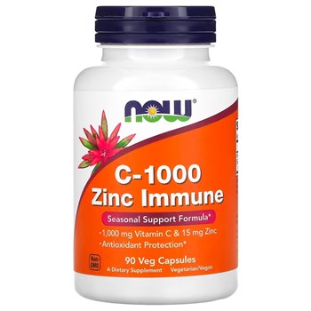 NOW Foods, C-1000 Zinc Immune, витамин C, 1000 мг и цинк, 15 мг, 90 растительных капсул - фото 19935