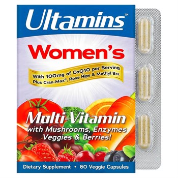 Ultamins, Мультивитамины для женщин с CoQ10, грибами, ферментами, овощами и ягодами, 60 растительных капсул - фото 19944