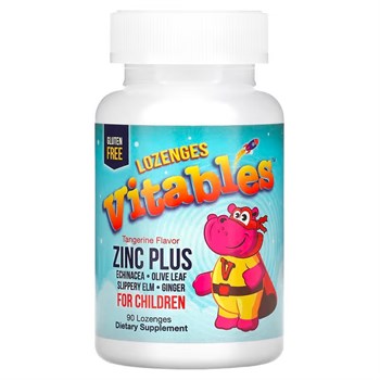 Vitables, Zinc Plus для детей, вкус мандарина, 90 пастилок - фото 19958
