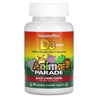 Nature's Plus, Source of Life, Animal Parade, витамин D3, вкус натуральной черешни, 500 МЕ, 90 животных - фото 20339