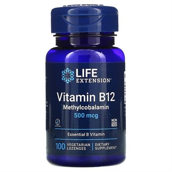 Life Extension, Витамин B12 Метилкобаламин 500 мг, 100 леденцов - фото 20368