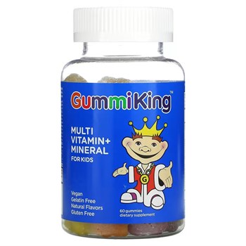 GummiKing, Мультивитамины и минералы для детей, клубника, апельсин, лимон, виноград, вишня и грейпфрут, 60 жевательных конфет - фото 21938