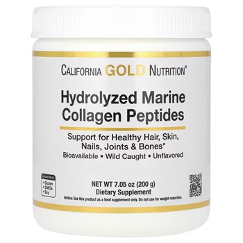 California Gold Nutrition, Гидролизованные пептиды морского коллагена, без запаха, 7,05 унции (200 г) - фото 23015