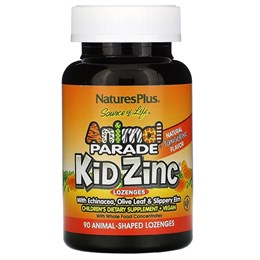 Nature's Plus, Source of Life, Animal Parade, пастилки Kid Zinc, вкус натурального мандарина, 90 животных