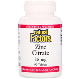 Natural Factors, Цитрат цинка, 15 мг, 90 таблеток