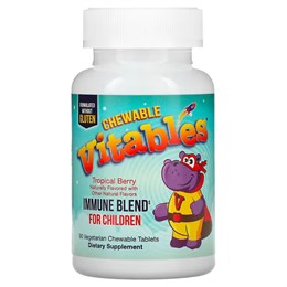 Vitables, Жевательные таблетки Immune Blend для детей, со вкусом тропических ягод, 90 вегетарианских жевательных таблеток