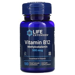 Life Extension, Витамин B12 Метилкобаламин 500 мг, 100 леденцов