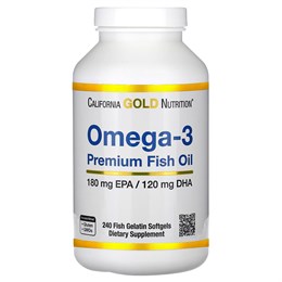 California Gold Nutrition, Omega-3, Premium fish oil, 240 капсул