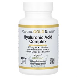 California Gold Nutrition, комплекс гиалуроновой кислоты, 60 растительных капсул