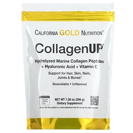 California Gold Nutrition, CollagenUP, морской гидролизованный коллаген, гиалуроновая кислота и витамин C, с нейтральным вкусом, 206 г (7,26 унции)